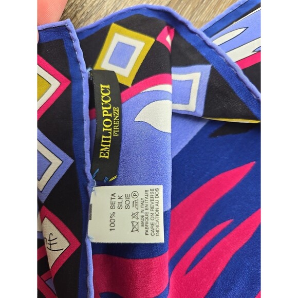 Emilio Pucci Long Neck Scarf Multicolor 100% Silk Rolled Hem Designer 65"x12.5" - Picture 2 of 8